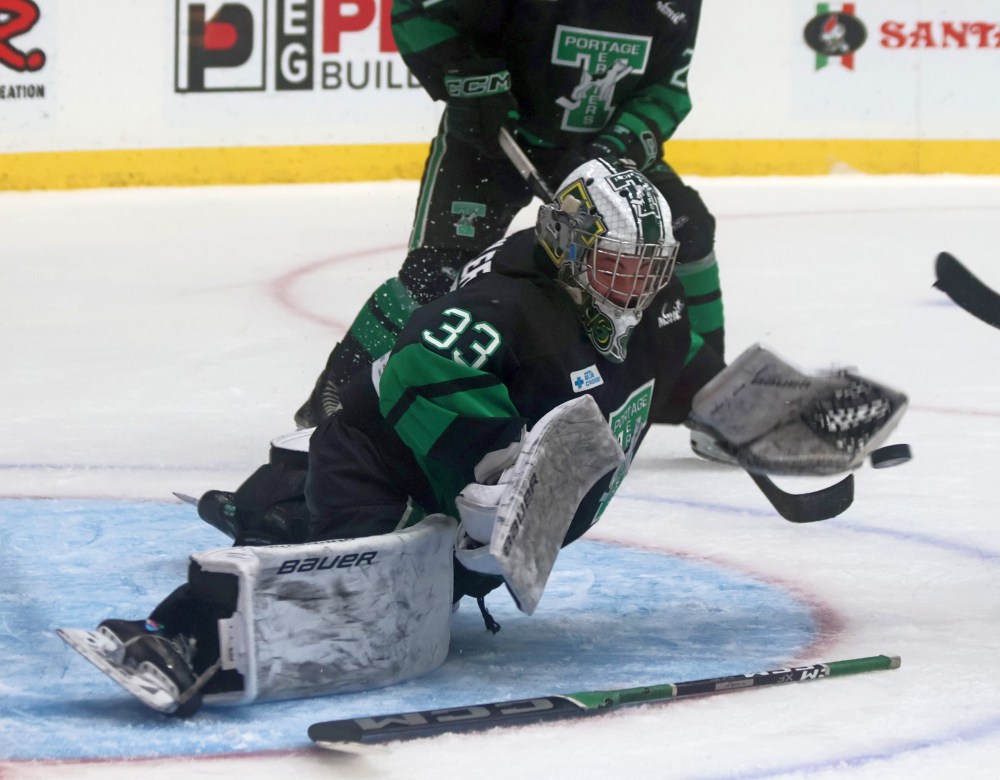 Mitchell Kathler was excellent for Portage throughout their first round win over Steinbach, stopping 195 of the 208 shots he faced in the Terriers 4-2 series win. (Cassidy Dankochik The Carillon)