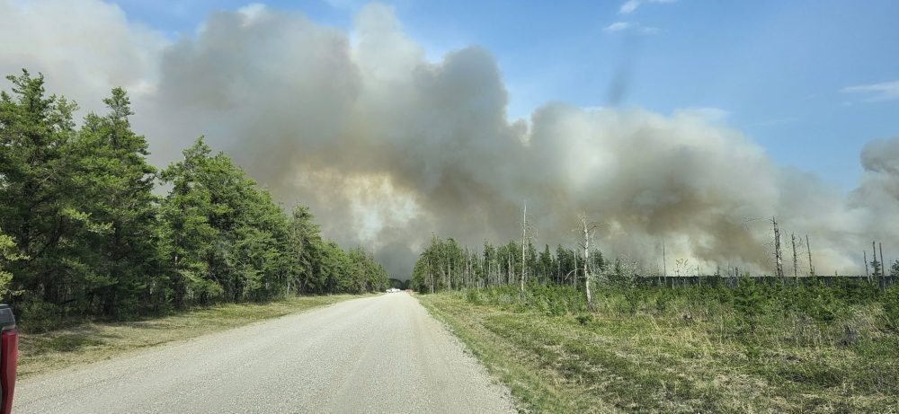 FACEBOOK Woodridge Sandhogs
A fire burns near Badger in the RM of Piney.
