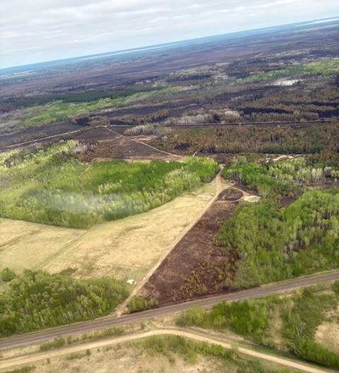 FACEBOOK RM OF PINEY
Aerial shot of where the fire began northeast of Carrick in the RM of Piney. As of Tuesday, the fire is classified as being contained.