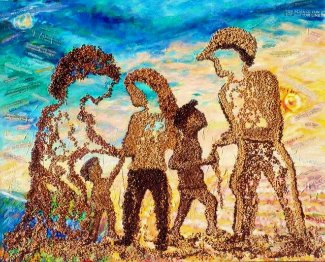 SUBMITTED BY NAOMI GERRARD
A multi-media painting by Naomi Gerrard titled Farm Family Decisions.