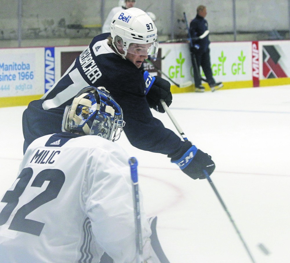 Steinbacher Luke Mistelbacher was looking to impress at the Winnipeg Jets development camp at the Hockey for All Centre last week. The Swift Current Broncos standout was invited as a free agent to the camp after a strong close to the season in the Western Hockey League. (Cassidy Dankochik The Carillon)