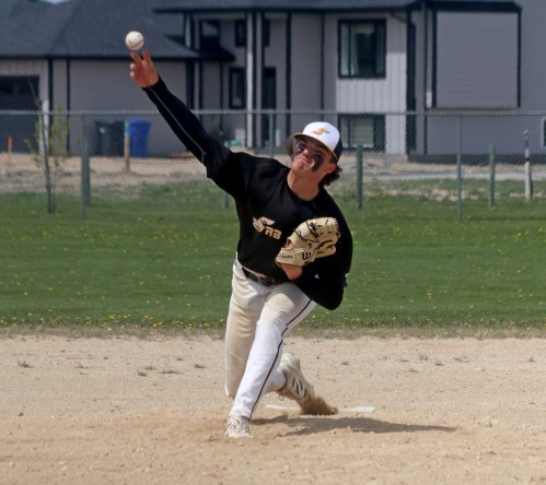 Jackson Penner pitched a complete game for Steinbach as they defeated St Joachim 5-1 in the finals of the Zone 13 baseball championship tournament. (Cassidy Dankochik The Carillon)