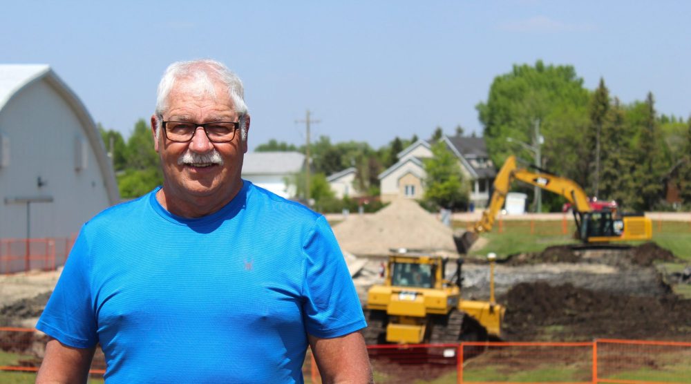 CHRIS GAREAU THE CARILLON
Mayor Armand Poirier at the construction site for the new Taché Community Centre.