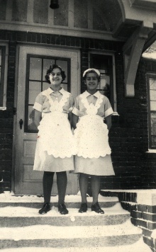 My sisters working to pay for our family’s travel debt (Reiseschuld), ca. 1946.