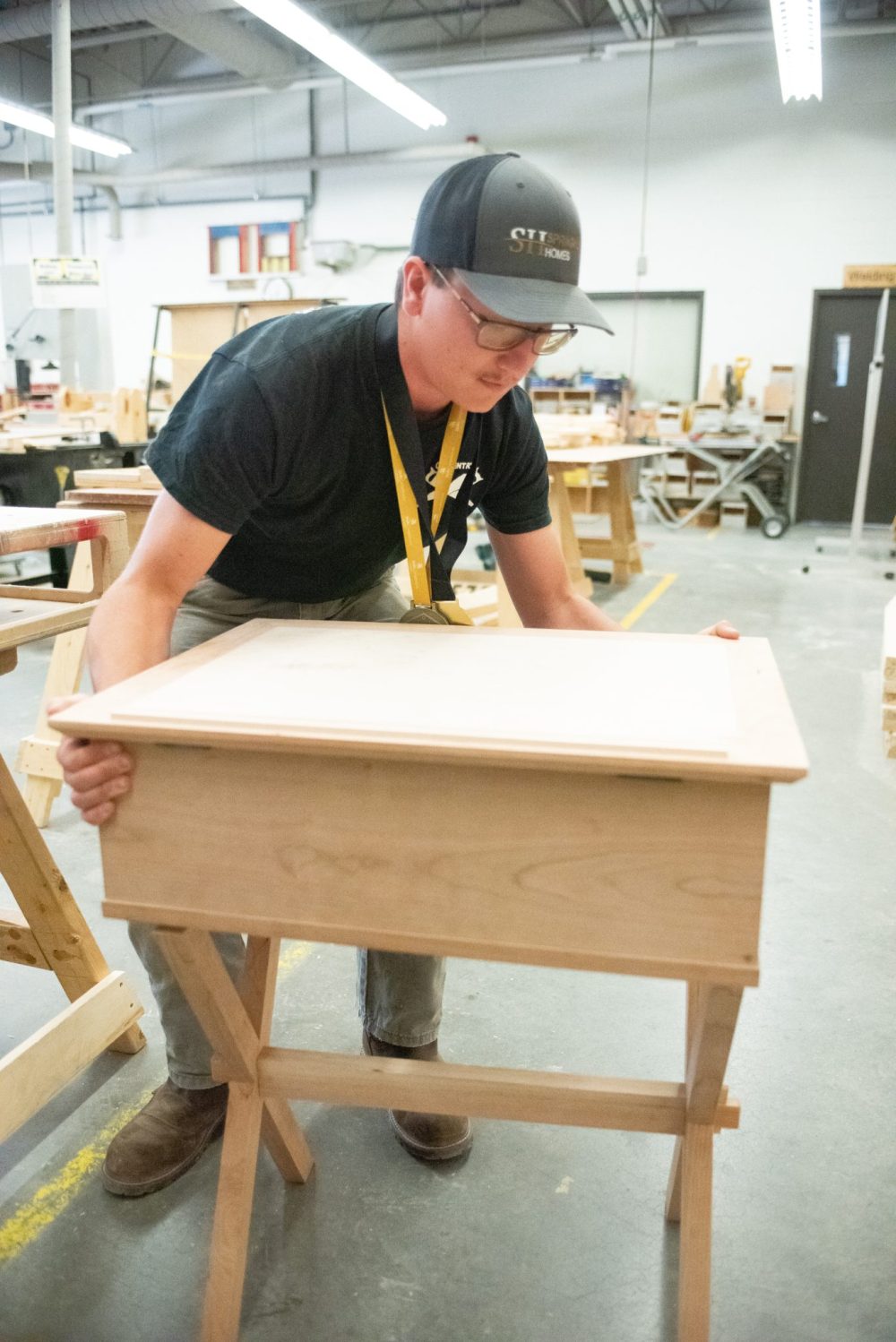 SVJETLANA MLINAREVIC THE CARILLON
Steinbach Regional Secondary School student Connor Brick won Gold in the provincial and national legs of Skills Canada competition, which sees high school students from across the province and country compete in the trades. Here he is putting together the table he built during the national title.