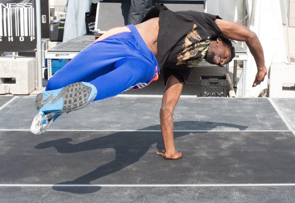 SVJETLANA MLINAREVIC THE CARILLON
Montrealer Dany Antoine practices some of his moves before judging the break dancing contest at Summer in the City on June 13, 2025 in Steinbach.