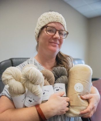 SVJETLANA MLINAREVIC THE CARILLON 

Shepardess and author Anna Hunter holds wool from her farm Long Way Homestead, a wool and fiber farm in Ste Genevieve. Hunter just released her second book The True Cost of Wool, which examines the wool industry in Canada.