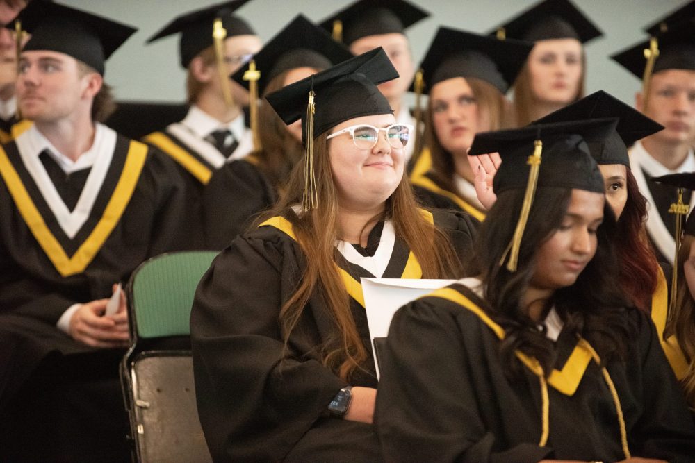 SVJETLANA MLINAREVIC THE CARILLON
Steinbach Regional Secondary School graduate smiles during the graduation ceremony at the Winnipeg Convention Centre on June 24, 2025.
