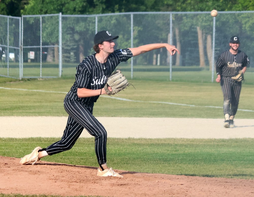Tyler Plett pitched a complete game for the Carillon Sultans, as they defeated Pembina Valley 8-6 June 16. The lefty allowed just four earned runs on eight hits while striking out six. (Cassidy Dankochik The Carillon)