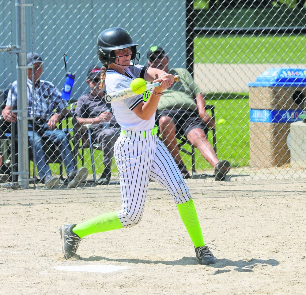 Danyel Heppner swings during game action last June in the Manitoba Premier Softball League. The dual-sport athlete has committed to play college softball with the Lincoln University of Missouri Blue Tigers.