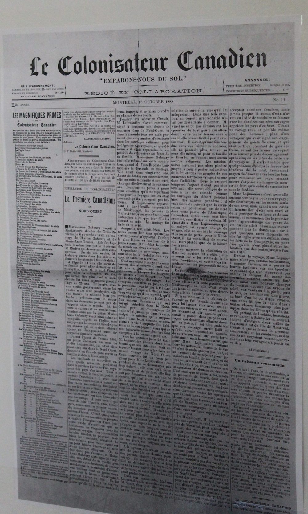 CHRIS GAREAU THE CARILLON
A Montreal newspaper displayed in Notre-dame-de-Lorette suggests people in Quebec give Lorette, MB a chance.