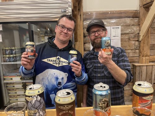 LORI PENNER THE CARILLON 

Dustin McCaughan and Scott Sawatzky of Trans Canada Brewery during their beer tasting even in the Village of Neubergthal.
