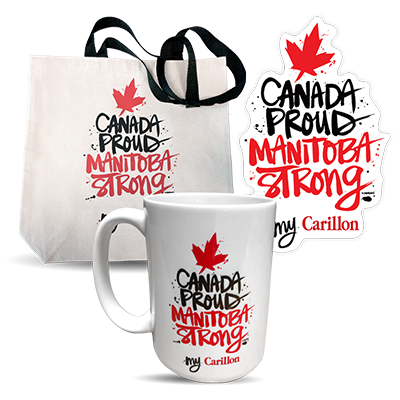 Canada Proud, Manitoba Strong mug, tote and sticker