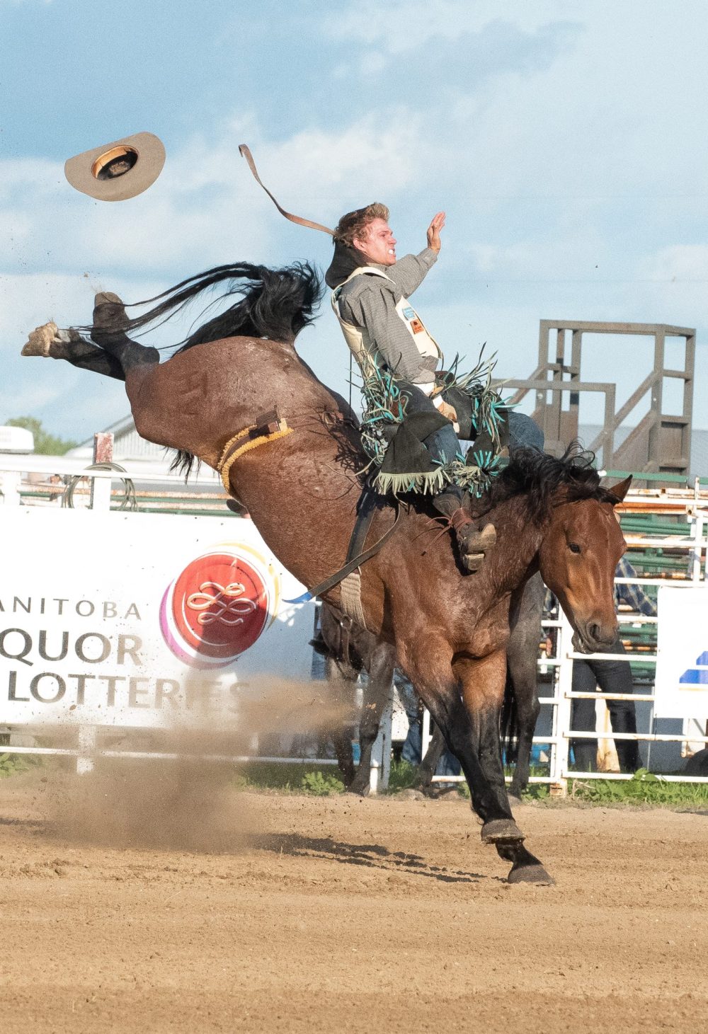 SVJETLANA MLINAREVIC THE CARILLON
A bare back bronc rider holds on during the Manitoba Stampede in Morris on July 18, 2025.