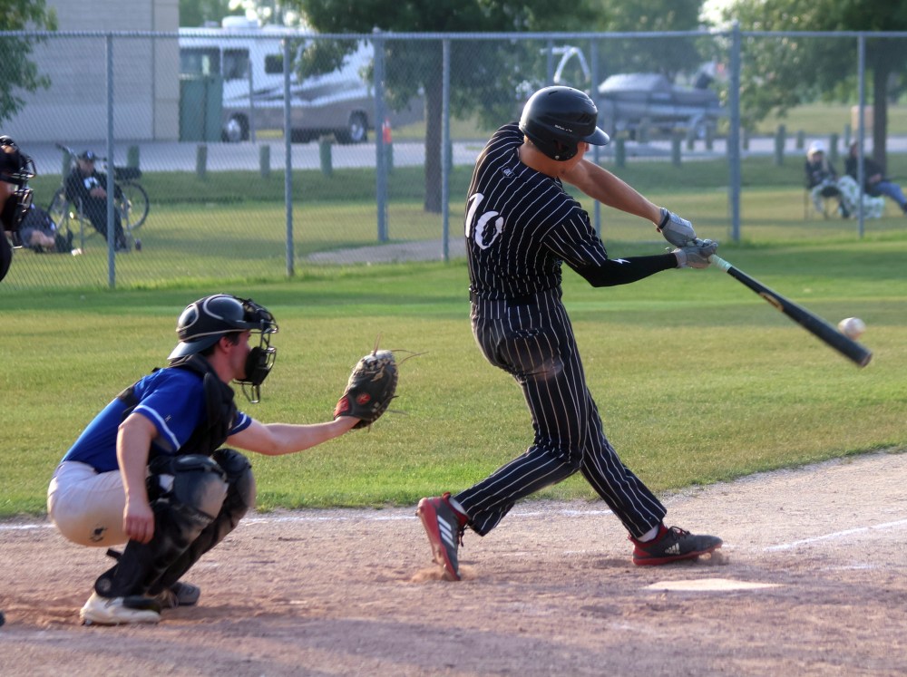 Ryan Powers highlighted a strong performance in the semi-finals of the Manitoba Junior Baseball League with a game one home run in A.D. Penner Park. (Cassidy Dankochik)