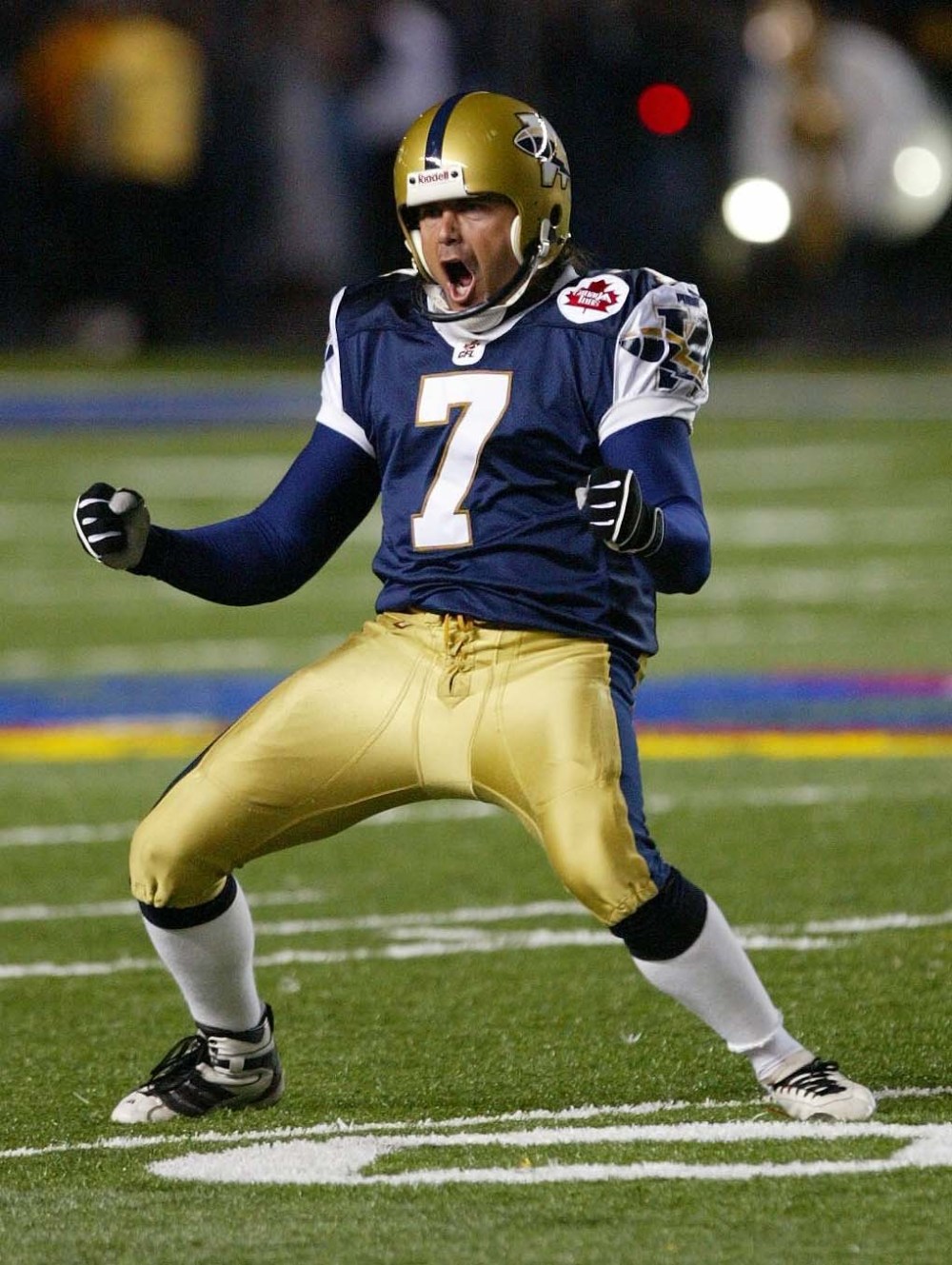 MARC GALLANT/WINNIPEG FREE PRESS ARCHIVE - Troy Westwood goes nuts after kicking a 55yrd field goal to win the game Thursday night against the Saskatchewan Roughriders- Winnipeg defeated Saskatchewan 29-27 - July 10, 200