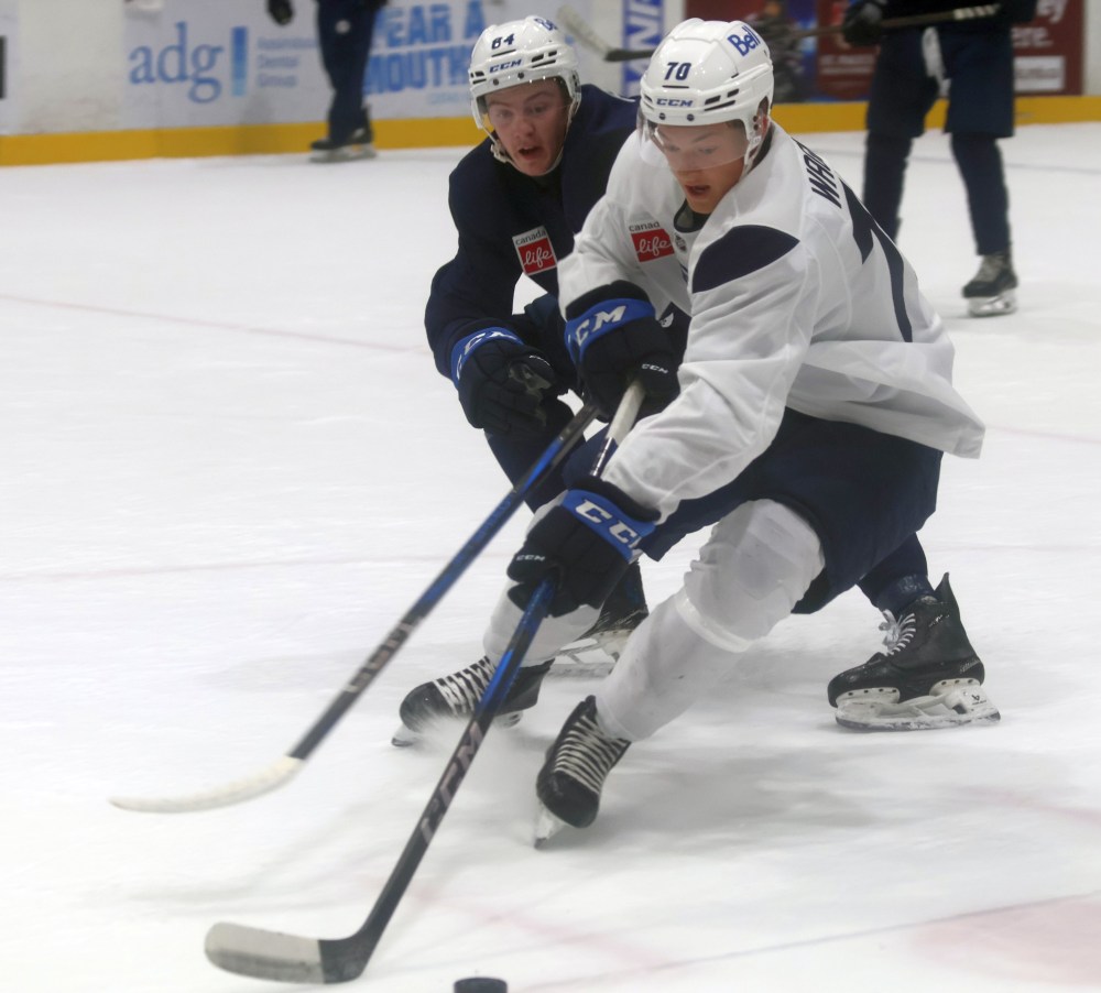Oakbank's Owen Martin and Lorette's Avery Laliberte were in attendance at the Winnipeg Jets annual prospects camp. (Cassidy Dankochik The Carillon)