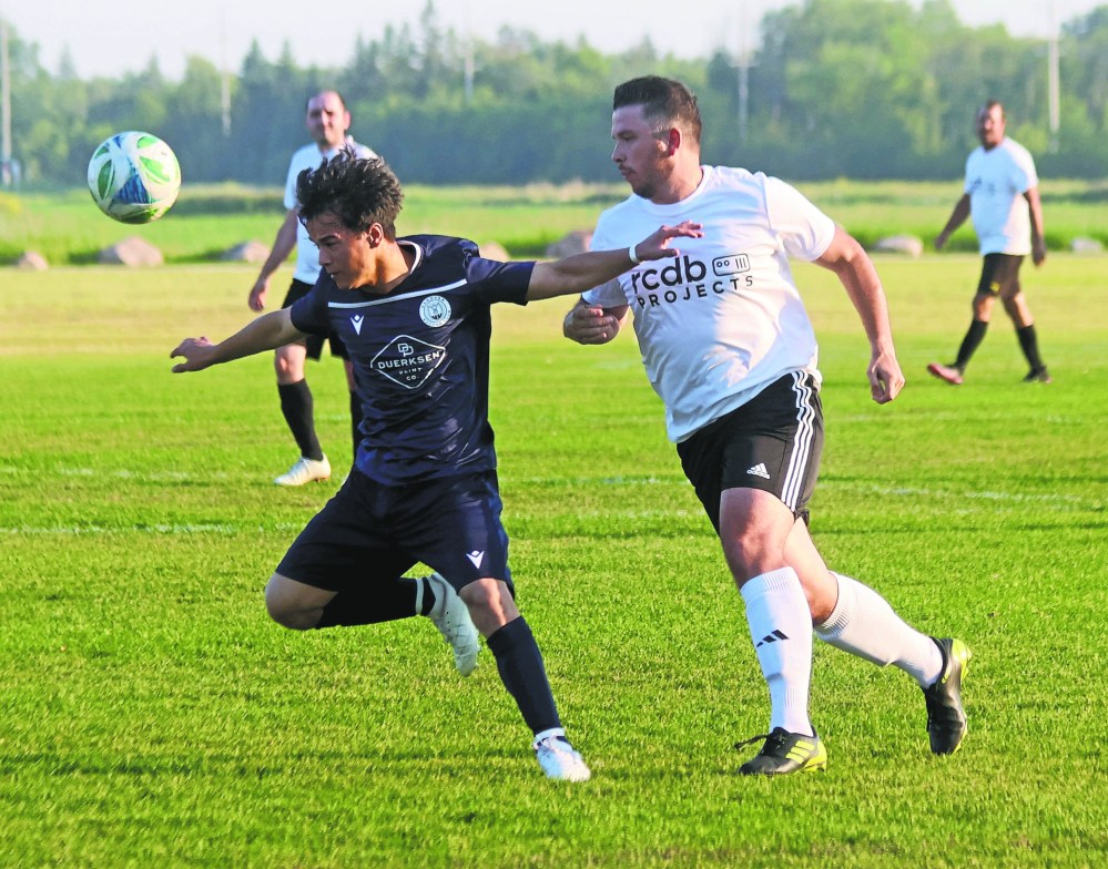 The Hanover Strikers battled to a hard fought win July 2, with a late free kick goal the difference in a 3-2 scoreline over Triumph. (Cassidy Dankochik The Carillon)