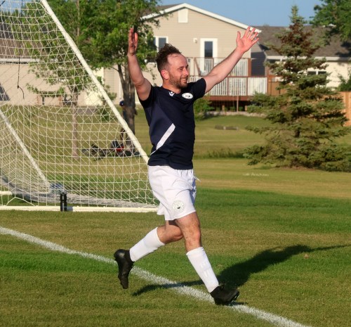 The Hanover Kickers have had plenty to celebrate when playing home matches this season, with a 4-0 record and plus-22 goal difference in games at the Steinbach Soccer Park. (Cassidy Dankochik The Carillon)
