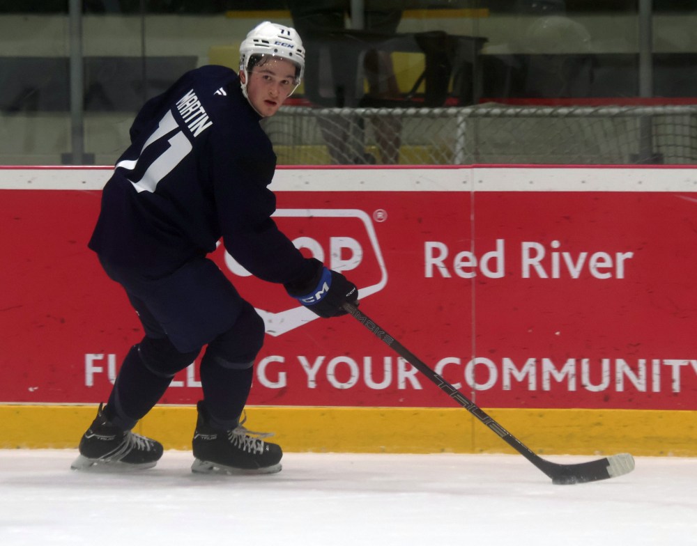 Oakbank's Owen Martin and Lorette's Avery Laliberte were in attendance at the Winnipeg Jets annual prospects camp. (Cassidy Dankochik The Carillon)