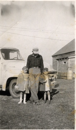 Jake Penner, with his daughters Shirley and Dianne ca. 1954.