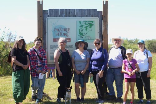 TONI DE GUZMAN THE CARILLON 

Kara Peters Parkinson (left), Aya Wight (second from left), and Christie Borkowsky (third from right) at the Prairie Shore Trail for Prairie Days on Saturday.