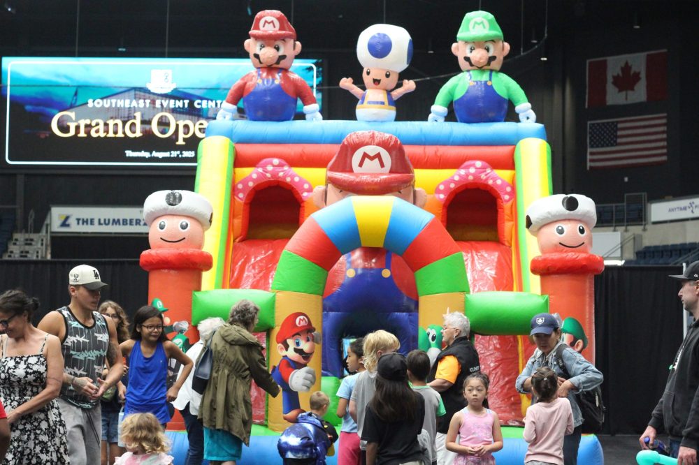 TONI DE GUZMAN THE CARILLON
A Mario theme bouncy castle at the Southeast Event Centre on Thursday.