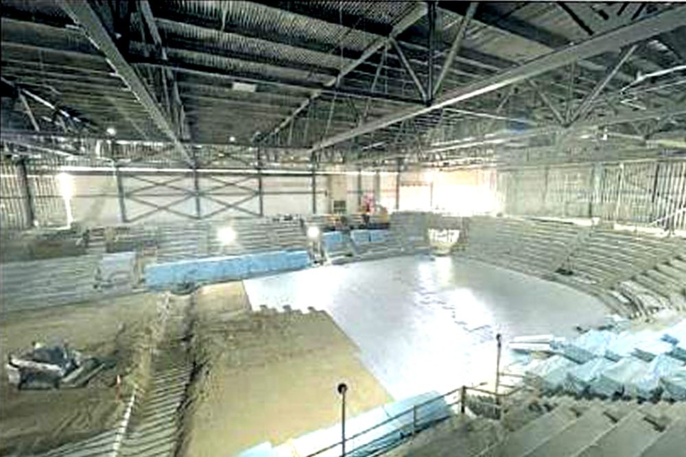 THE CARILLON ARCHIVES
Construction of the Southeast Event Centre was well underway, and still right on schedule, when concrete was poured for the arena ice surface in July of 2024.