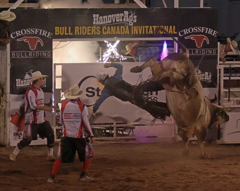 Fans packed into Grunthal for Crossfire Bullriding's Bull Riders of Canada invitational Aug. 14/15. (Cassidy Dankochik The Carillon)