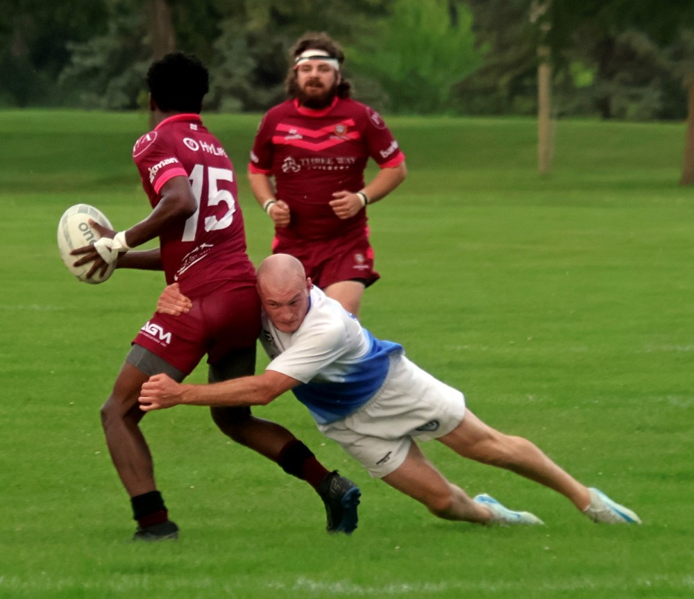 The Eastman Warriors fell to the Winnipeg Assassins in Manitoba Rugby premier division action in A.D. Penner Park Aug. 14. (Cassidy Dankochik The Carillon)