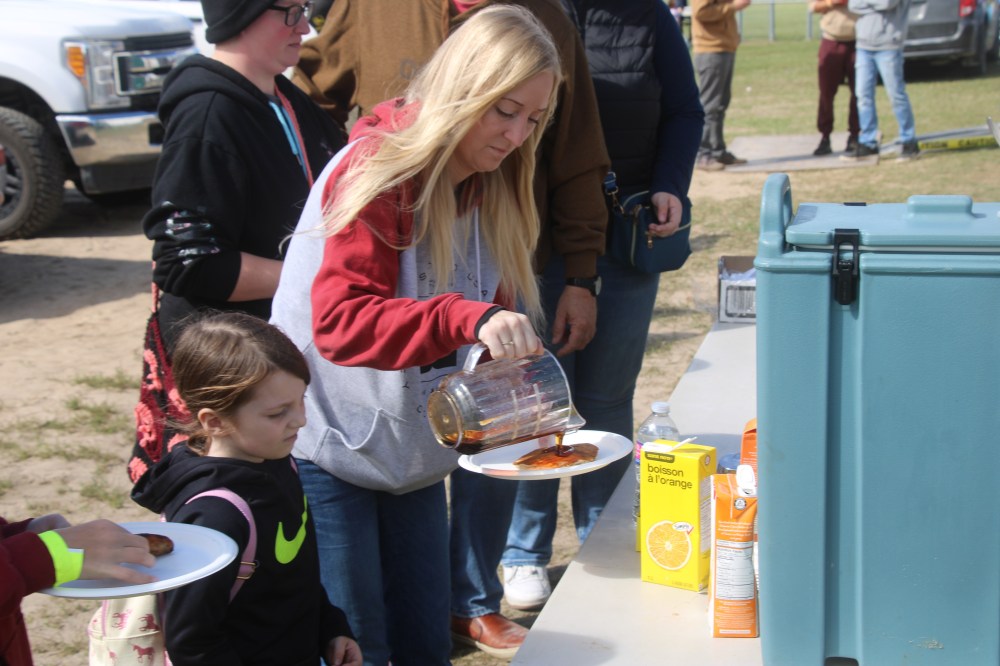 The pancake breakfast at Marchand's Logging Days festival was a popular spot, with organizers selling out before noon. (Cassidy Dankochik The Carillon)