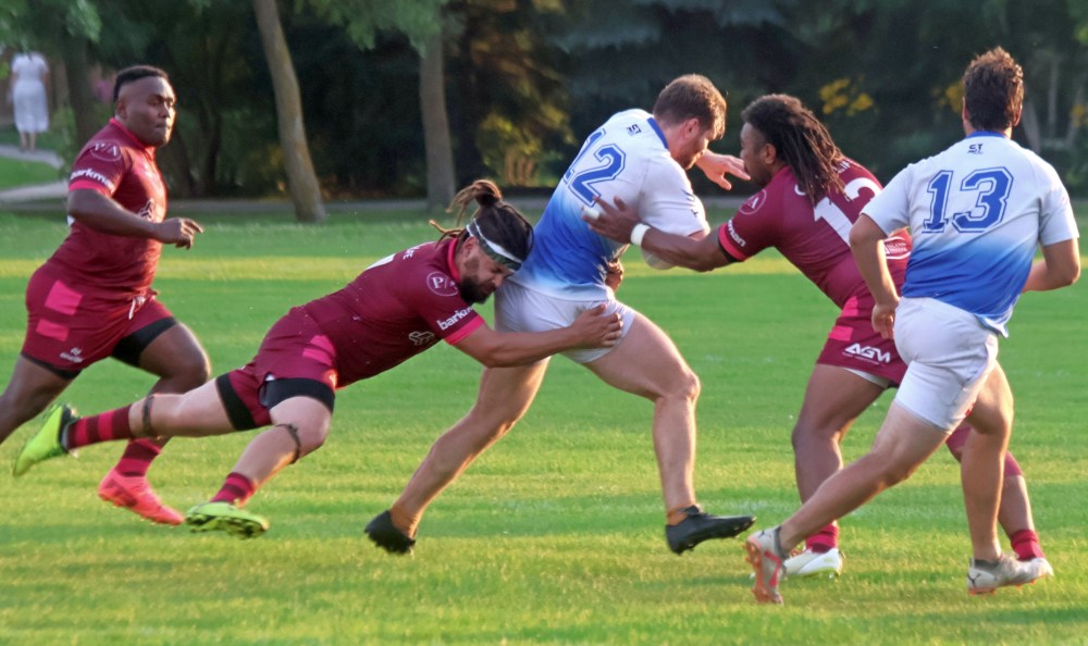 The Eastman Warriors fell to the Winnipeg Assassins in Manitoba Rugby premier division action in A.D. Penner Park Aug. 14. (Cassidy Dankochik The Carillon)
