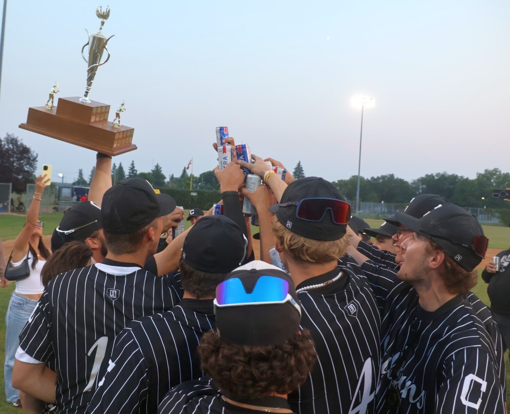 The Carillon Sultans won game four of the MJBL finals, clinching a 3-1 series victory and setting off celebrations at Koskie Field in Winnipeg July 30. (Cassidy Dankochik The Carillon)