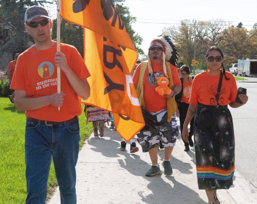 SVJETLANA MLINAREVIC THE CARILLON
Mino Odewin held its Orange Shirt Day Walk on Sept. 30, 2025 which started at city hall in Steinbach and ended at the Steinbach Arts Centre, where a traditional dance was held and a feast was had.