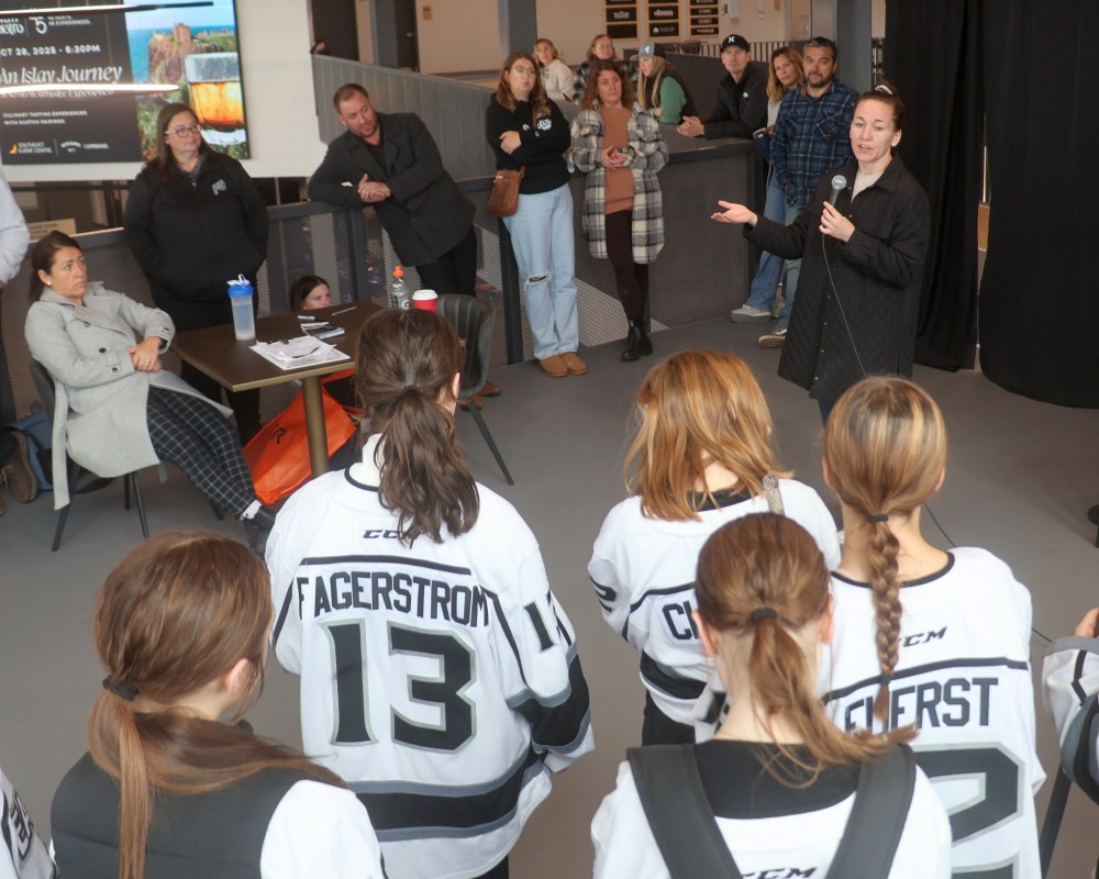 Cassidy Dankochik The Carillon 
Jocelyne Larocque was at the Southeast Event Centre Oct. 18, sharing wisdom with the next generation of hockey players.