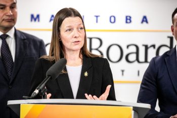 MIKAELA MACKENZIE / FREE PRESS ARCHIVES 

Education minister Tracy Schmidt speaks to the media about school safety on Dec. 1.