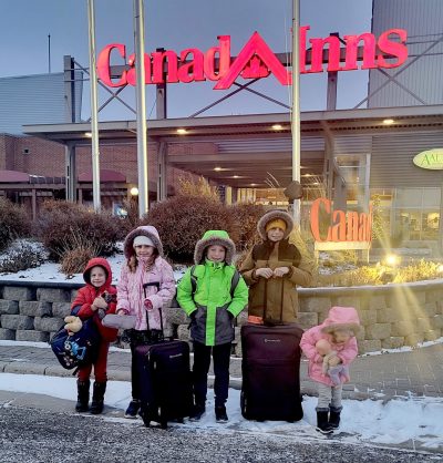 SUPPLIED
The family gets ready to check-in to their suite.