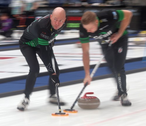 B.J. Neufeld, whose father was third for the Vic Peters provincial championship teams in the early 90s, moved from team Ried Carruthers to Team Mike McEwan for this event so he could play in Steinbach. (Cassidy Dankochik The Carillon)
