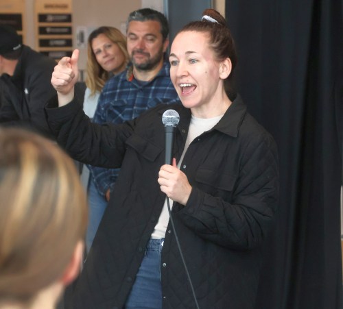 Soon-to-be four-time Olympian Joceylne Larocque hosted a question and answer session with young Eastman players in fall of 2025. (Cassidy Dankochik The Carillon)
