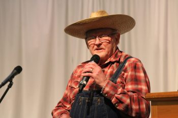 GREG VANDERMEULEN THE CARILLON 

Stan Plett does a skit on “my first milking”.