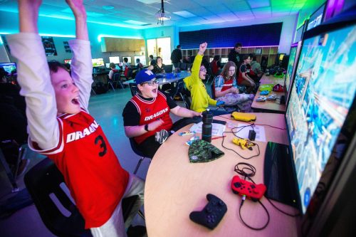 MIKAELA MACKENZIE WINNIPEG FREE PRESS ARCHIVES 

Manitoba School Esports Association is coming to Steinbach Regional Secondary School on March 21 where those who win the tournament will go to provincials. MSEA hosts two tournaments a year - one in Winnipeg and one in Dugald, but this year the association has decided to host a game in Steinbach instead of Dugald. In this photo Team Sapphire members Ayden Stone (left), Julian Trudel, Ryder Mustard, and Tia Rowan play a game in a tournament in the Dugald School (DS) Dragons Esports Lab in Dugald on April 19, 2023.