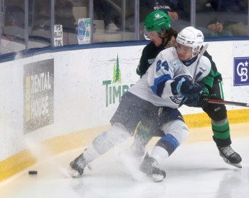 Liam Doyle was named the first star of the game following game three, with two brilliant assists and a goal from the back end. (Cassidy Dankochik The Carillon)