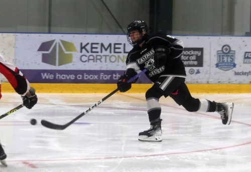 Isabella Carrière lets a shot go during game four of the 2025 U18 AAA championship finals. (Cassidy Dankochik Carillon Archives)