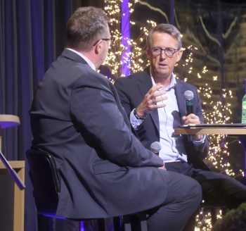 Mark Chipman speaks during the Steinbach Pistons Fire and Ice banquet March 4. (Cassidy Dankochik The Carillon)