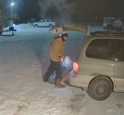 RCMP HANDOUT 

Police say this man was spotted loading a construction tarp and truck tires into his vehicle.