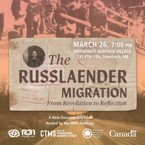MHV is commemorating the Russlaender migration in the 1920’s from the Soviet Union to Canada.