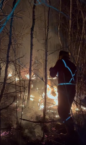 SUPPLIED-FACEBOOK 

Richer Fire Department firefighter battle a grass fire near Richer on May 13.