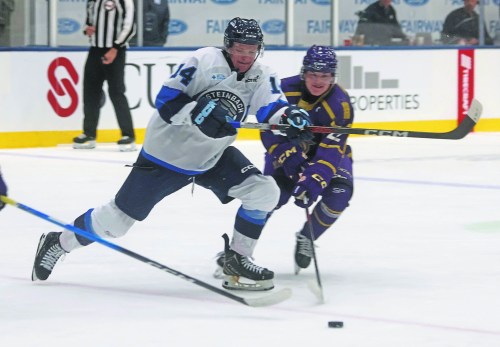 Rory Gilmour made an immediate impact for his new team, nabbing a pair of assists in a win over the Winnipeg Monarchs Sept. 24. (Cassidy Dankochik The Carillon)
