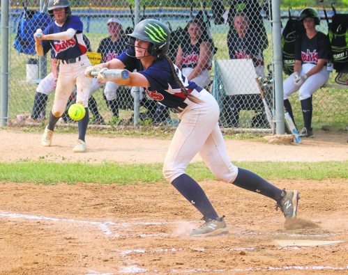 Chloe Carriere's opening bunt single in the bottom of the first inning set up École Saint-Joachim/Réal-Bérard for a eight-run inning, more than erasing a top half home run from Vincent Massey (Brandon) in the finals of the MHSAA fastpitch championship game. (Cassidy Dankochik The Carillon)