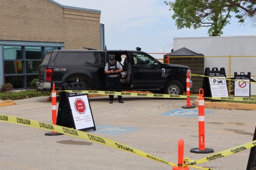 GRAHAM WALKER THE CARILLON 

Pylons, caution tape and signage filled the Steinbach RCMP detachment parking lot on Monday as officials waited for people to surrender guns that the federal government decided will now be illegal.